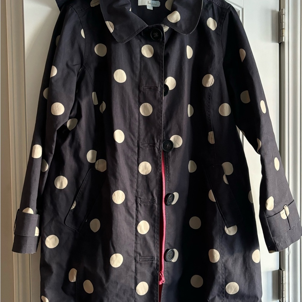 Biden navy and white polka dots size 12 raincoat